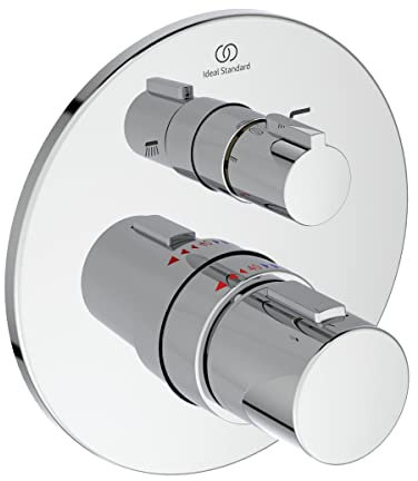 Ideal Standard A5814AA Ceratherm T100 Wannenthermostat Badethermostat Unterputz, Wannenarmatur mit Temperatursperre bei 40° C, Thermostat für die Badewanne, Chrom