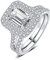 JewelryPalace Smaragdschliff 2.9ct Zirkonia Doppelt Halo Promise Ring Damen, Verlobungsring Silber 925 mit Stein, Damenring Simulierter Diamant Hochzeitsring Trauringe Ehering Band Ring Set Frauen 54