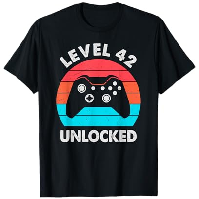 Level 42 Unlocked - Retro Vintage Funny 42nd Birthday Gamer T-Shirt