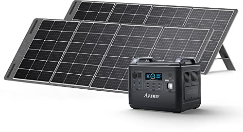 AFERIY Generateur Electrique Portable 2000W avec 2 Pièces Panneaux Solaires Portables 18V 200W, Generateur Electrique avec Cellules Solaires Pliables pour Camping-cars, Jardin, RV, Économie d'Énergie