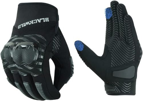 BLACKWILD Motorrad Handschuhe, Touchscreen Motorradhandschuhe für Motorradrennen, Mountainbike, Motorcross, Klettern, Wandern und andere Outdoor Sportarten und Aktivitäten (Schwarz Grau, L)