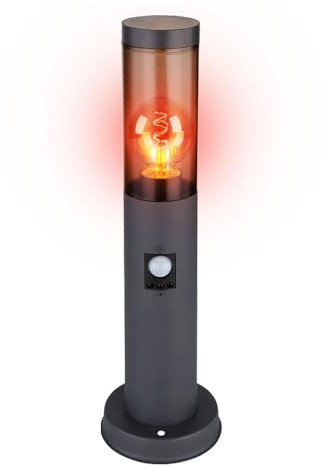 GLOBO Standleuchte rauch anthrazit Sockelleuchte mit Bewegungsmelder Stehlampe Edelstahl, App Steuerung dimmbar, 1x RGB LED 10W 806Lm, DxH 7,6x45 cm
