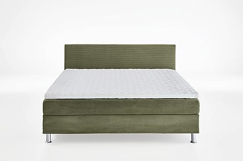 ATLANTIC home collection Boxbett inklusive Rost und Federkernmatratze, Holz, Olivgrün, 180 x 200 cm