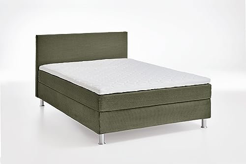 ATLANTIC home collection Boxbett inklusive Rost und Federkernmatratze, Polyester, Olivgrün, 120 x 200 cm