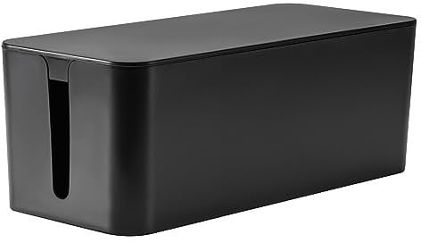 RICOO Kabelbox, Kabelmanagement Box Z3201-B, Kabel Organizer Box 32 x 13,5 x 12,7 cm, Aufbewahrungsbox zum Verstecken von Steckdosenleisten, Adaptern und Kabeln, Kabelsammler, Schwarz