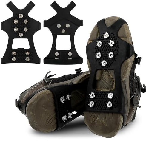Abeillo Schuhspikes, Antirutsch Schuhüberzieher, Schuhspikes Schnee und EIS, Edelstahl Schuh Spikes, Schuhkrallen, Steigeisen, Wander Zubehör, Spikes für Schuhe Winter Hiking für Damen und Herren (L)