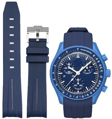 Niziruoup Kautschuk Armband für Uhr Omega x Swatch MoonSwatch Uhr 20mm Gebogenes Weiches Gummi Ersatzband Original Kautschuk Armband Sport Uhrenarmband Damen Herren