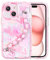 YEPO For iPhone 15 Case Cute Wrist Strap, Pink Heart Design Soft TPU Shockproof Protective Clear Phone Cases for iPhone 15 Girls Women