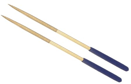 CoCud Lima ad Ago Rivestita in Diamante, Attacco 5mm Lunghezza 180mm, Lima Rotonda Rivestita in Titanio - (Applicazioni: per Metallo Vetro Pietra), 2pz