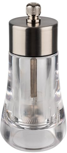 APS 40581 Salzmühle, Gewürzmühle aus Acryl und Edelstahl mattiert, Mahlwerk aus Carbonstahl, Mahlgrad stufenlos einstellbar, Ø 6 cm, Höhe 13 cm