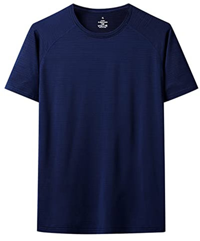 Kurzärmliges Herren-Sportshirt schneller Seide, Sport-Fitness-T-Shirt, das Schweiß ableitet Herrn Kleidung Schwarze T-Shirt Herren T-Shirt Rundhals Herren Herren Sommer (24-0318C-Dark Blue, XXXXL)