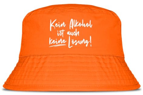 Prozente Momente Kein Alkohol ist auch Keine Lösung - Fischerhut | Anglerhut | Sonnenhut | Sommer | Malle | lustige Sprüche | OneSize | Malle | Urlaub | Orange