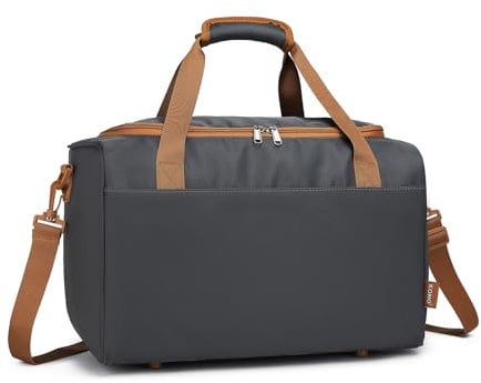 KONO Ryanair Handgepäck 40x20x25 Handgepäck Tasche Reisetasche Flugzeug Weekender Klein Gepäck für Damen und Herren mit Schultergurt (Grau/Braun)