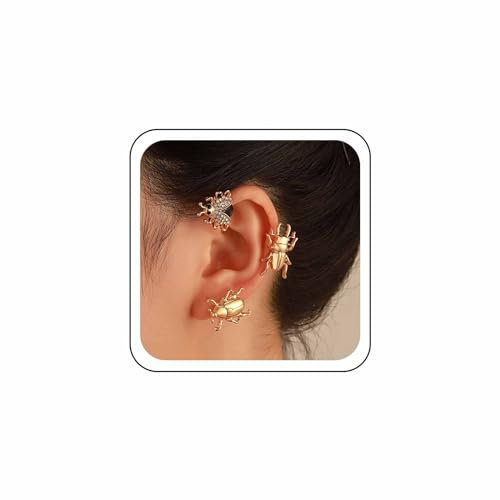 Wendalern Punk Biene Skorpion Ohr Manschette Ohrringe Gold Insekt Ohr Clip Wrap Ohrringe Hippie Käfer Ohr Kletterer Crawler Ohrringe Hypoallergen Knorpel Piercing Schmuck Geschenke Für Frauen Mädchen