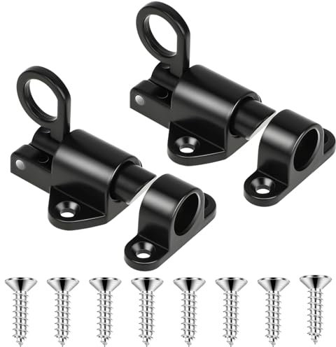 Door Latch,2 Packs Self-Closing Latches,Spring gate Lock with Screws,Spring Sliding Barrel Door Latch,Window Bolt Gate Latch, Aluminum Alloy Automatic Door Lock for Wooden Fence Yard Shed Barn