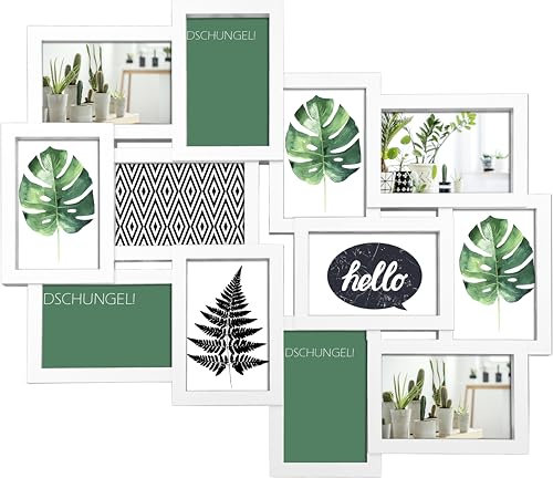 Wackadoo Bilderrahmen Collage weiß 10x15 für 12 Bilder Collage für mehrere bilder weiß, fotocollage, picture frame