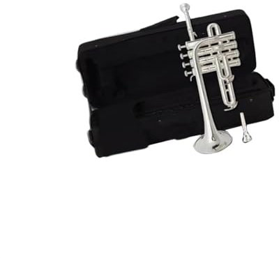 Trompete für Anfänger Professionelle B-Piccolo-Trompete Trompete Aus Messing Mit Goldfarbener Oberfläche, Dreifarbige Trompete Legierungskolben(Color:Silver)