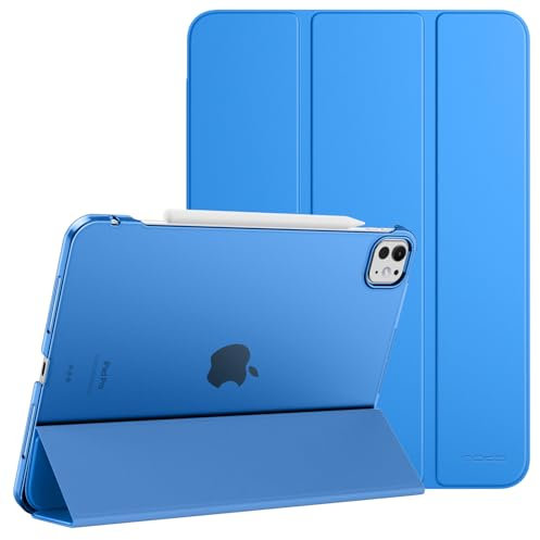 MoKo Hülle für iPad Pro 11 Zoll M4 2024 (5. Gen), Ultradünne Standhülle mit Transluzent Hart PC Rückseite für iPad Pro 11'' 2024 (A2836/A2837/A3006), Unterstützt Apple Pencil Pro, Blaue Welle