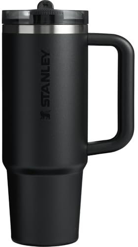 Stanley Quencher ProTour Flip Straw Tumbler with Leakproof Lid 30 oz | Built-In Straw & Handle | Cupholder Compatible for Travel | Insulated Stainless Steel Cup | BPA-Free | Black Solid