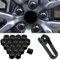 XPKLTXZW 20 Stück Auto Radschraubenkappen Für Ford Focus Fiesta Mondeo Fusion, Universelle Sechskant Radmutternabdeckung Radbolzen Kappen Diebstahlschutz mit Entfernung Werkzeug,A/Black-17mm