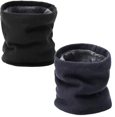 BARFULKER Winter Halsschlauch Herren Damen Halswärmer Halstuch Gesichtsschal, Schlauchschal Halswärmer Gesichtsschal Fleece Loop Schal Winddichte Gesichtsmaske (Schwarz,Marineblau)