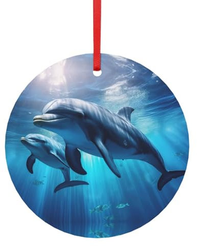 Weihnachtsdeko Metallstreifen Meerestiere Christbaumschmuck mit Band Verschiedene Größen (Klein, Groß)