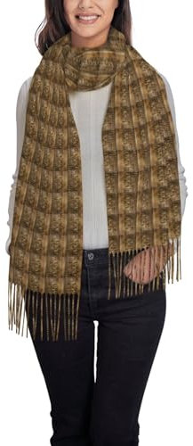 fifbird Langer Samt-Schal mit Bauernhof-Traktor, Kaschmir, Fransenschal, Herbst und Winter, warmer und weicher Schal, Ägypten Hieroglyphen, One size