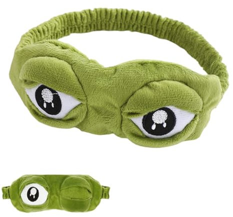 VARKAGE Schlafmaske Frosch Schlafen Lustige Wichtelgeschenke, 3D Süße Tiere Schrottwichteln Geschenke Lustig für Kinder Erwachsene Herren Frauen (Grün)