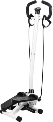 Mini Stepper d'escalier, Steppers pour l'exercice à la Maison, de réglage Hauteur avec Guidon, Fitness hydraulique Bandes résistance, d'escalier torsadé Coussinet Choc Noir