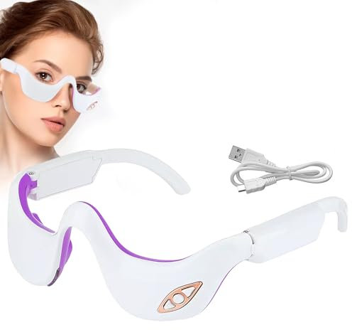 Appareil de Massage des Yeux avec Chaleur,6 Modes 3 Niveaux EMS 3D Masseur Oculaire anti-âge à Vibrations Micro-Fréquence,Soulagement de la Fatigue,Soin de Poches pour les yeux