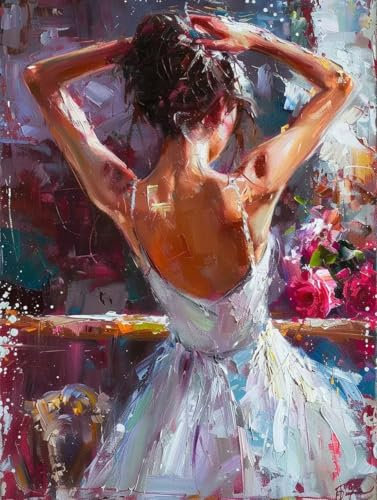 Malen Nach Zahlen Ballett Malen Nach Zahlen Erwachsene Frau Paint by Numbers Mit 3 - Pinseln und Acrylfarbe Farbe Leinwand Kreativ Set für Erwachsene Geschenke und Home Haus Deko 100x135cm -d209