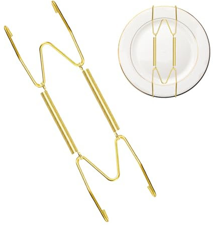 Unsichtbar auf dem Metall - goldene Metallhaken zum Aufhängen von Deko-Tellern, robuste Wandhalterungen für die Präsentation zu Hause, dünne Anhänge für Keramik, Porzellan