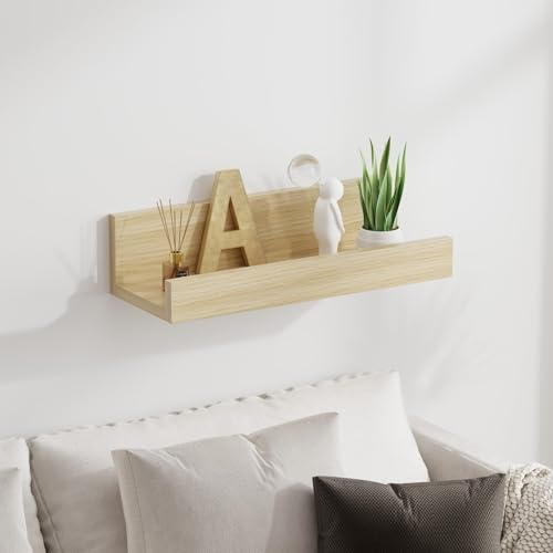 AVC Designs Floating Shelves, 40cm Shelves for wall, Wood Wall Shelves, Wooden Shelves for Bathroom, Bedroom, Office, Living Room, Kitchen, etc (1, Oak)