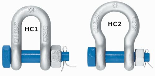 Schäkel gerade HC1 / geschweift HC2 Stahl hochfest verzinkt mit zusätzlicher Splint-Sicherung 3,25t - 4,75t - 6,50t CE (Größe und Form wählbar) Cargo-Drechsler Hardware (geschweift HC2, 3,25 Tonnen)