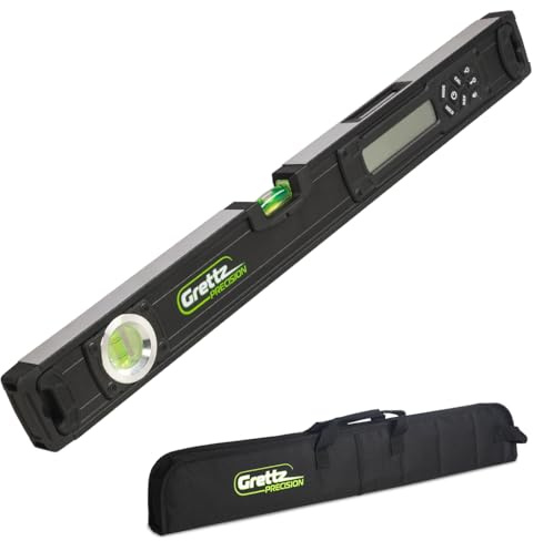 Grettz GL60 Digital Level 600mm – Dual Backlit LCD Displays, IP65 Waterproof Spirit Level with Rare Earth Magnets – Precision Digital Inclinometer for Trade & DIY