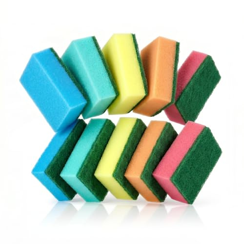 IDEA Home Ms. Kitchen Küchenschwämme 7,5x5x2,5cm | Dichte MEDIUM-Schwämme Scheuerschwamm | Langlebig für Geschirr, Pfannen & Töpfe | 10er Set