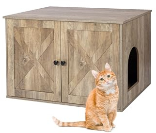 Relaxdays Katzenschrank für Katzentoilette, Separate Trennwand, Eingang, Katzenklo verstecken, HBT: 50x80x53 cm, braun