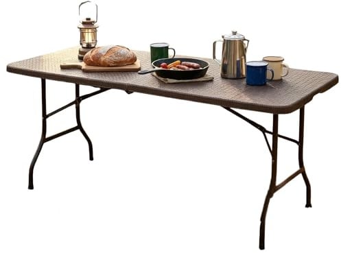 Floordirekt- Gartentisch klappbar Kunststoff 180x75cm - Buffettisch mit Tragegriff - Klapptisch für Garten Terrasse und Balkon - Campingtisch 6 Personen (Miyako)