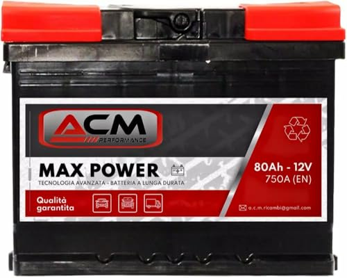 BATTERIA AUTO 80Ah L3 12V 750A | Positivo a Destra (+DX) | Made in Italy