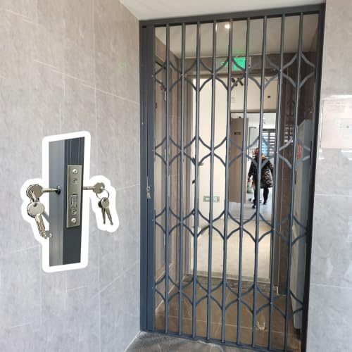 Inferriate per Finestre Barra di Sicurezza con Serratura per Porta Della Scala, Griglie di Sicurezza Retrattili Grigie per Finestre Alte, Griglie Protezione Antiruggine Cancelli