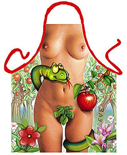 Witzige Frauen Kochschürze = Eva = Schürze mit Motiv Küchenschürze Latzschürze Grillschürze Motivschürze