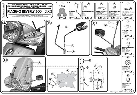 Kit Attacchi Givi A106A Specifico per 106A