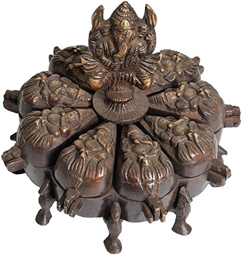 Exotic India Sri Ganesh Ritual Box mit Deckel, Messing