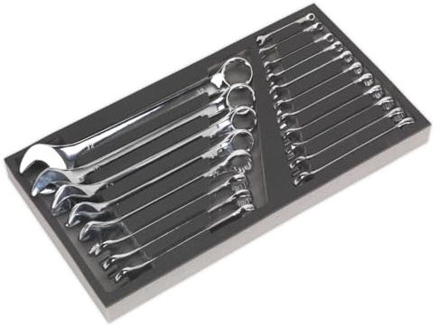 Sealey S01123 Metric Tool Tray with Combination Spanner Set, 19 Pieces