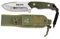 Cuchillo K25 Bravo cachas Verde 12,5 cm para Caza, Pesca, Camping, Outdoor, Supervivencia y Bushcraft K25 32260 + Portabotellas de regalo
