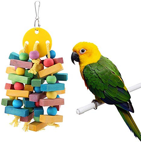 Papagei Hängen Holz Kauen Spielzeug Vögel Käfig Biss Zubehör Schaukel Geeignet für Papageien, Sittiche, Aras, Graupapageien,Holzblock