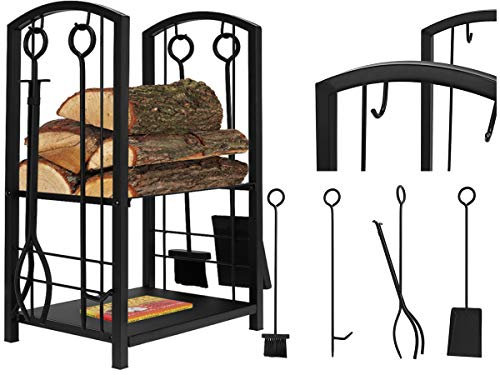 8785 Carrello portalegna in Legno Camino caminetti o bracieri da Esterno, Resistente, con Utensili Accessori