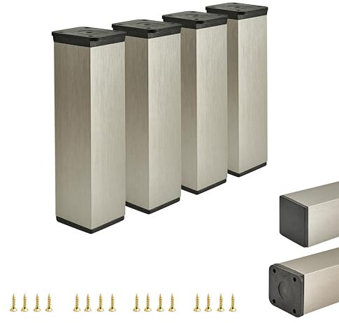 ALUSFERA Möbelfüße Verstellbar – 4er Set – Schrankfüsse mit Elegantes Design – Füße für Möbel 40 x 40 x 150 mm Einfache Montage mit Komplettem Schraubenset