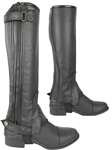 AK Donner Unisex Reitchaps aus Leder AKRS-1032(PL) (Schwarz, XS)