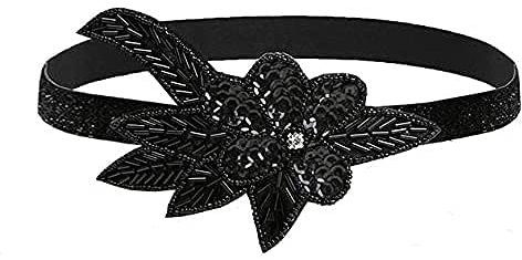 XLKJ 1920s Stirnband Feder Damen, Haarband Damen Gatsby Kostüm Accessoires, Stirnband Feder Flapper Haarschmuck Kopfschmuck für Gatsby-Thema, Make-up, Hochzeit, Retro-Kleiderparty Schwarz